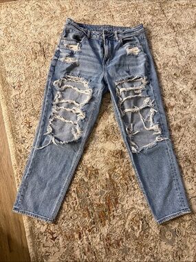American Eagle Outfitters Light Blue Distressed Cropped Jeans